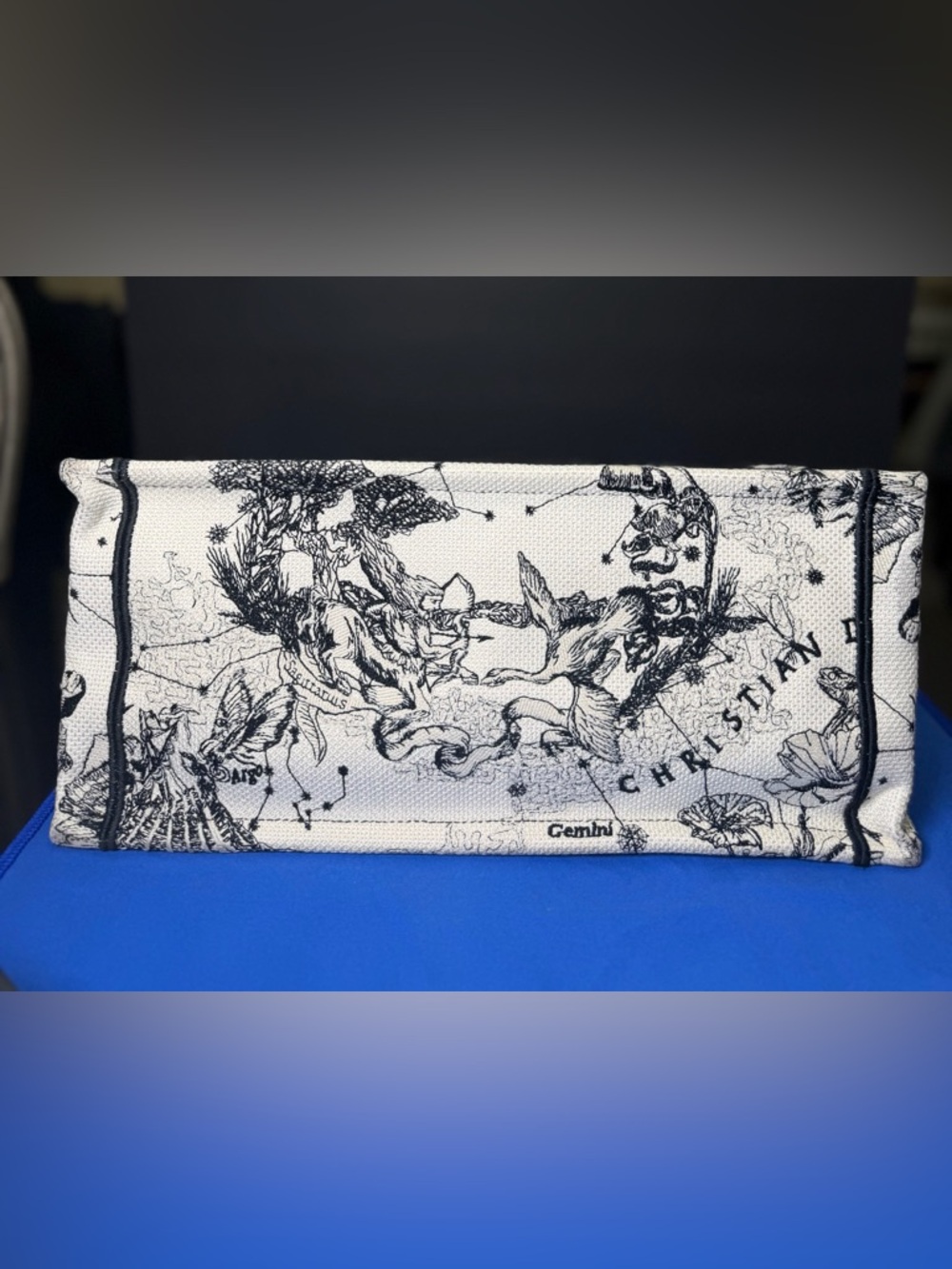 Authentic Dior Medium Book Tote Latte and Black Dior Zodiac Embroidery - Picture 5 of 11